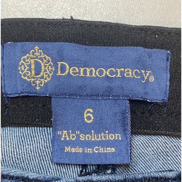 Democracy Ab Solution Distressed Jean Women Sz 6 Crop Raw Hem Dark Wash Stretch - Picture 7 of 14